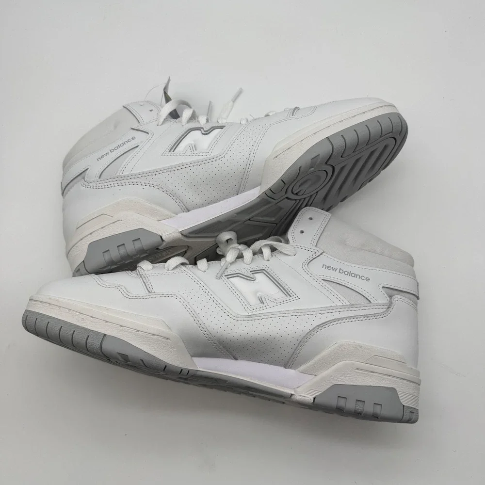 New Balance 650R high top sneakers triple white Leather BB650RWW Mens 13 NEW
